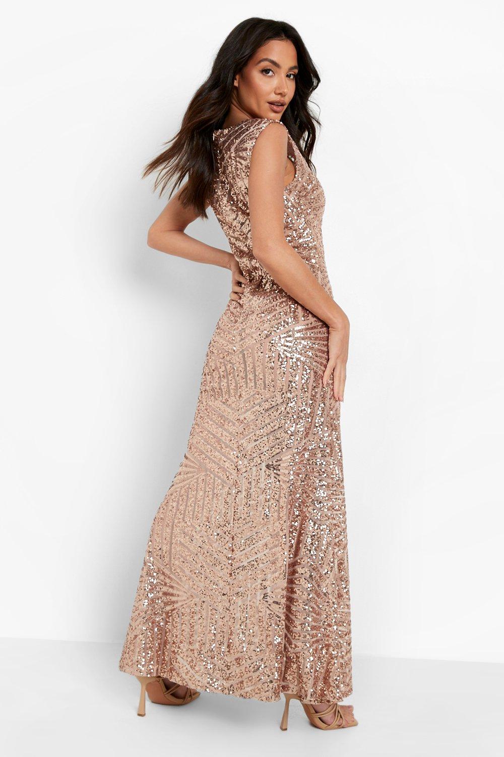 Sequin Sleeveless Maxi Bridesmaid Dress